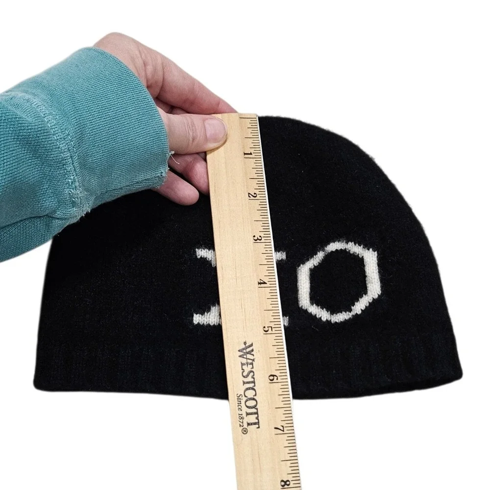 The Cashmere Project Beanie Women OS Black 100% Cashmere XO Knit Hat Winter Chic